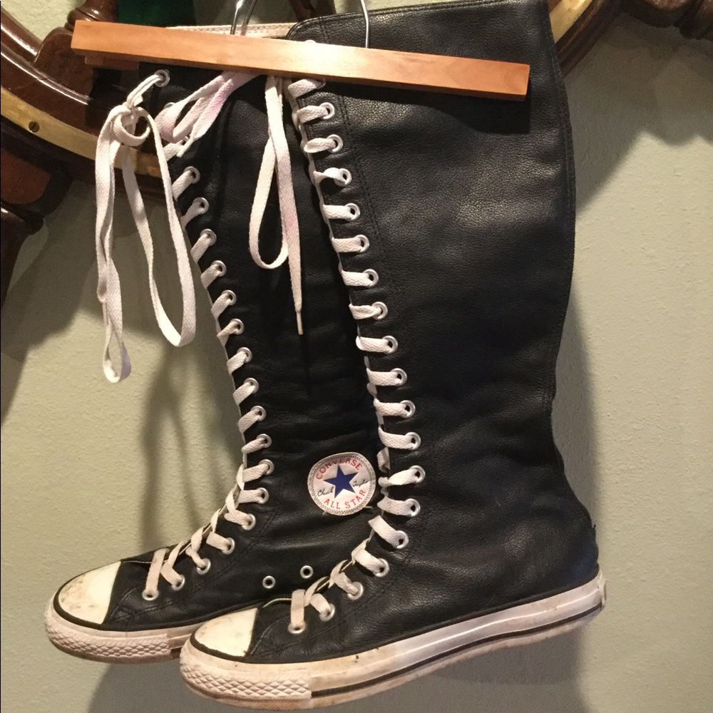 Leather high top converse